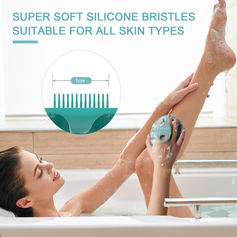 BEAUTAIL Silicone Body Scrubber 2 Pack Shower Bath Wash Brush Gentle Exfoliating Scrub Cleansing Loofah for Women Men Baby Sensitive Skin  Easy to Clean  Lather Nicely  More Hygienic  Black+Cyan - Image 5